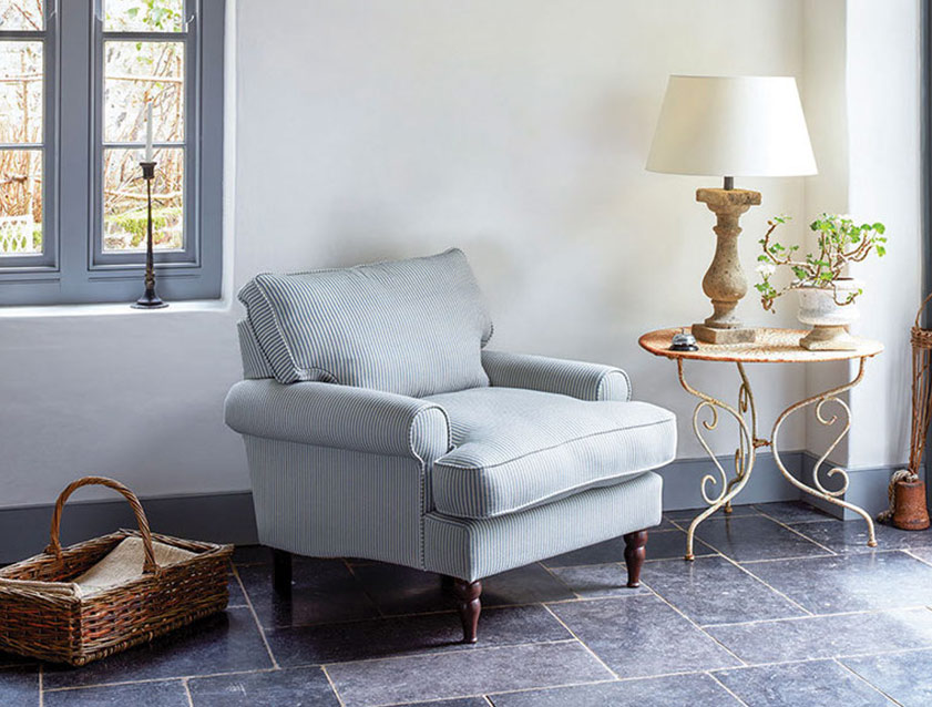 Cooksbridge chair in Spill Resistant Simple Stripe Bilberry